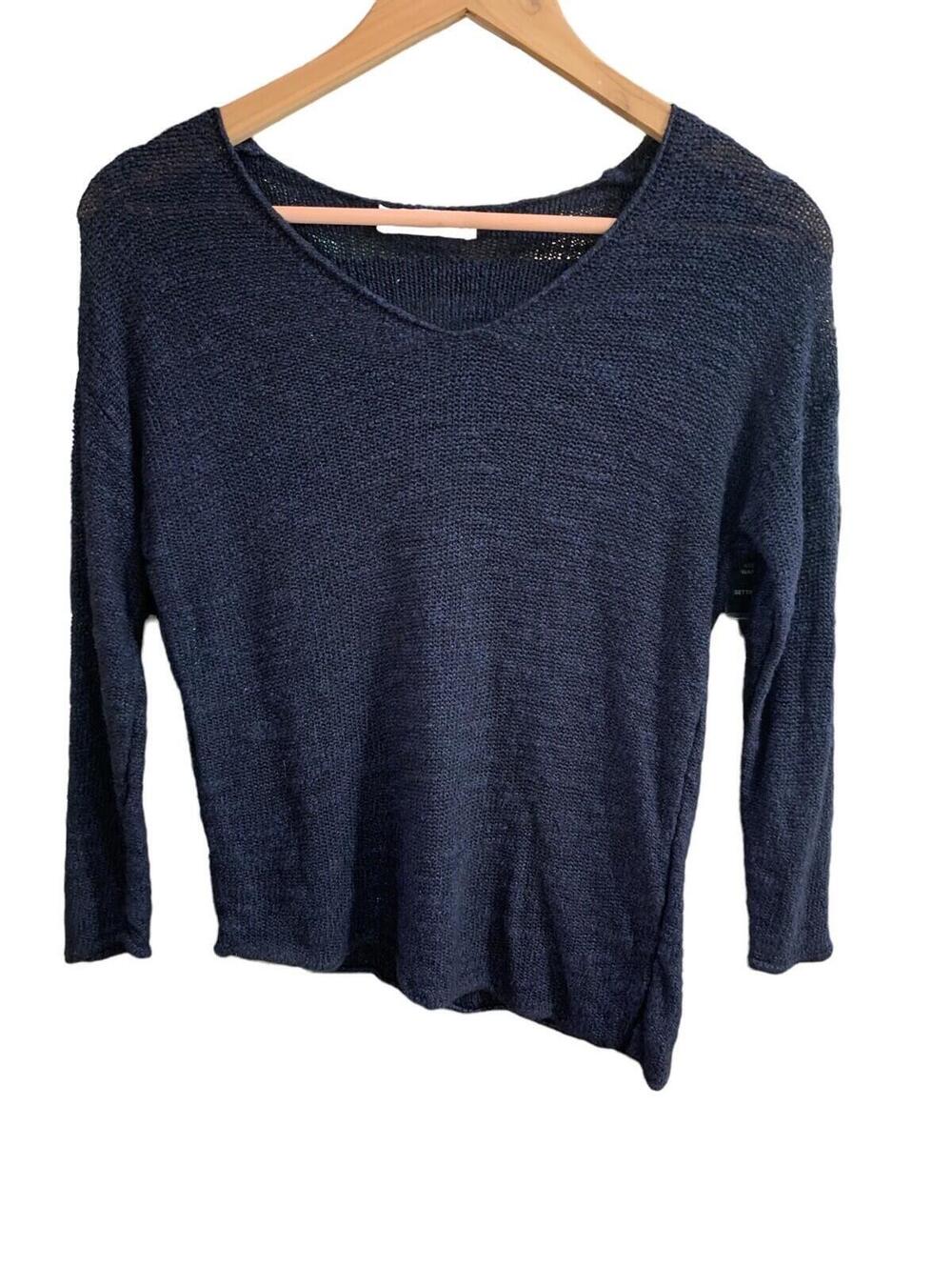 Zara Knit Lightweight Sleeveless Asymmetrical Blouse S Women's Heather Navy Blue